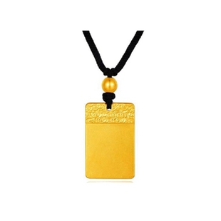 水贝黄金无事牌金包银吊坠古法传承实心项链平安黄金挂坠男女同款