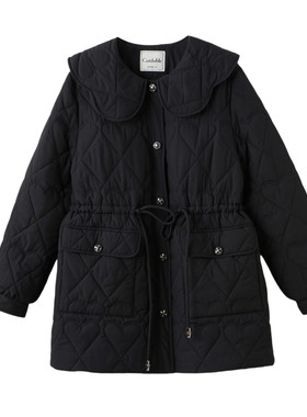 采多宝高端大码女装胖mm冬季新款减龄中长款收腰棉衣厚款外套