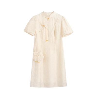 刺绣新中式紫涵连衣裙