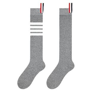 王心凌同款袜子tb中筒高版本灰色四道杠条纹网红ins高筒jk学院风