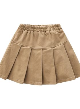 女童校服裙子卡其色中小学生短裙