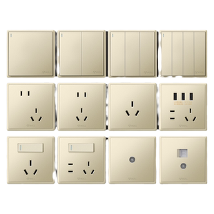 公牛开关插座86型墙壁五孔家用USB暗装多孔118墙式带开关面板5孔