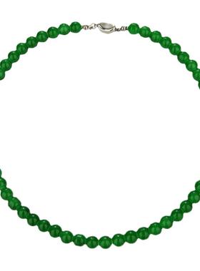 2024新款爆款显白绿色串珠项链女元宝扣新中式锁骨链气质小众颈链