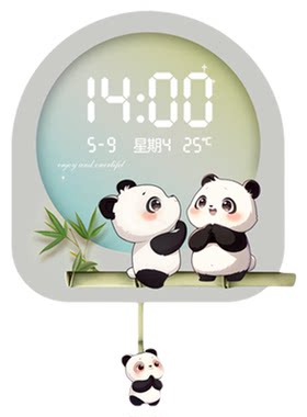 奶油风挂钟餐厅玄关装饰画带钟表