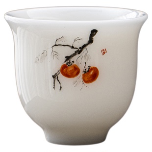 釉上彩主人杯单杯 高端冰种玉瓷白瓷茶具茶杯 功夫茶喝茶个人专用