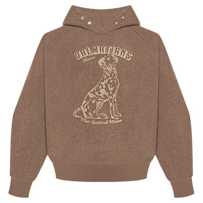 古月羊毛呢牙刷绣斑点狗连帽卫衣