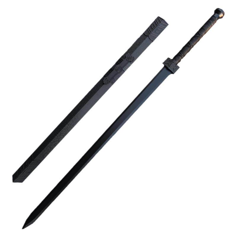 古风宝剑唐横刀木刀带鞘汉剑竹刀双手剑道具武士刃练习玩具实木剑