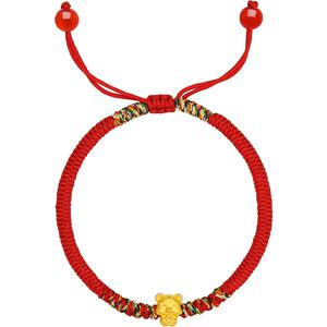 周六福黄金手绳手链定价女款红绳足金财运虎转运珠手饰节日礼物