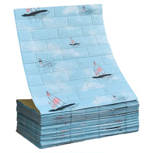 泡沫砖墙纸自粘3d立体墙贴防水防潮掉灰墙面装饰卧室温馨卡通壁纸