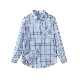 班尼路经典格纹长袖衬衫女春夏新款宽松休闲慵懒风通勤百搭衬衣N