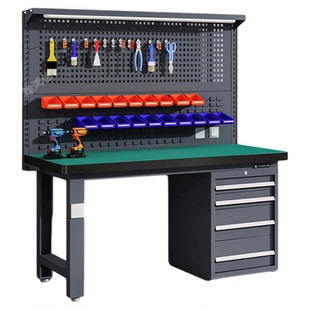 中腾信重型钳工台车间防静电检验台挂板工作台维修桌抽屉打包台