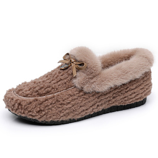 意迪森2025秋冬季新款毛毛鞋女外穿软底加绒妈妈防滑女士豆豆棉鞋