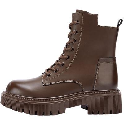 达芙妮棕色马丁靴女2024秋季新款