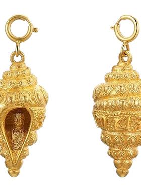 18k黄金吉祥海螺吊坠万能卡扣