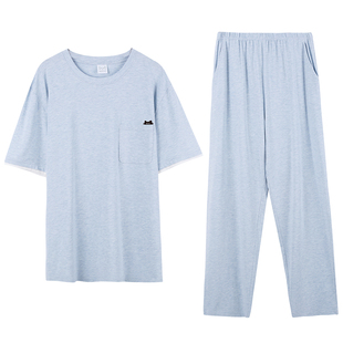 猫人睡衣男士可外穿家居服春夏季男款套头套装草木染男生短袖长裤