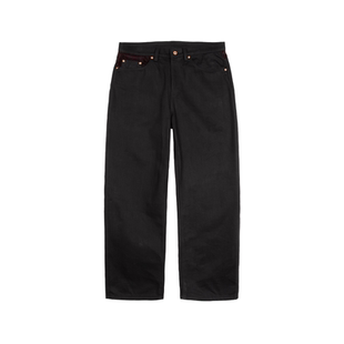 LDS 重磅黑色宽松硬挺拼接BAGGY牛仔长裤