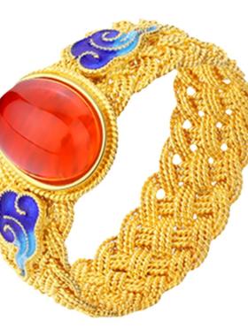 桂堂花丝镶嵌戒指纯银情侣