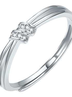 六桂福S925银镶嵌戒指开口送女友