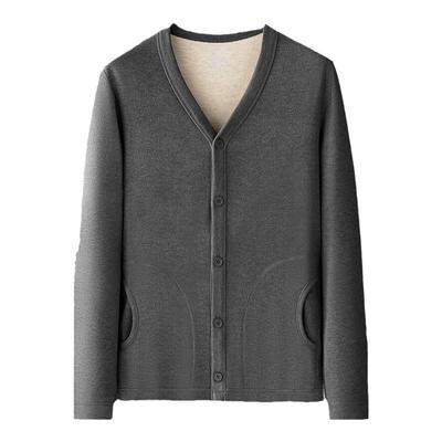 羊毛蚕丝开衫保暖内衣加绒加厚