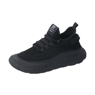 黑色运动鞋女2026新款夏季透气防滑软底厨房久站不累脚工作鞋34码