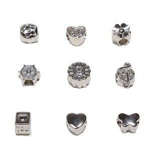 电镀白K色CCB爱心珠子DIY饰品配件大孔隔珠手链串珠鞋带装饰材料