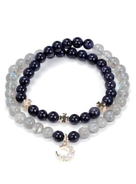 手链女石礼物蓝砂石水晶月光手串星空星月神话灰多圈浪漫韩版个性