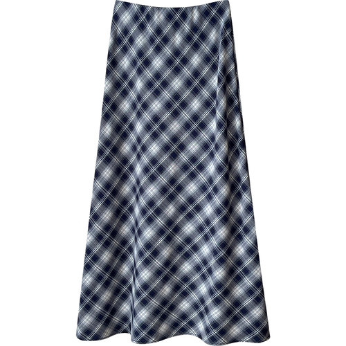 日韩系复古格纹鱼尾半身裙女春夏法式度假风洋气质包臀a字长裙子