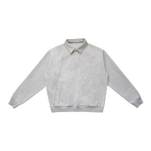 UNF380G双面空气层太空棉卫衣Vintage半开襟翻领卫衣