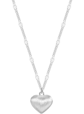 JXRX女999纯银拉丝爱心项链