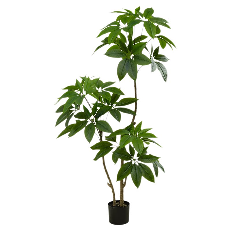 大叶伞仿真绿植办公室背景墙落地装饰盆栽室内高级仿生植物假树