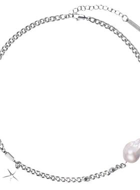 银色项链PEARLONA巴洛克珍珠