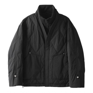 LUUD 假两件拼接双领口层次感90鸭绒羽绒服男冬道袍领双门襟外套