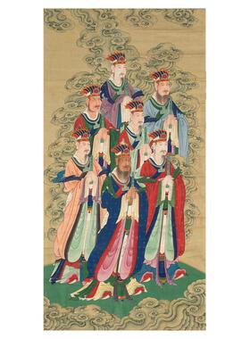 道释画三官大帝四圣真君图人物画