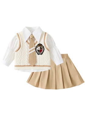 女童套装秋季2026新款宝宝韩系幼儿园衣服儿童洋气秋装女孩JK套裙