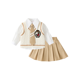 女童套装秋季2026新款宝宝韩系幼儿园衣服儿童洋气秋装女孩JK套裙