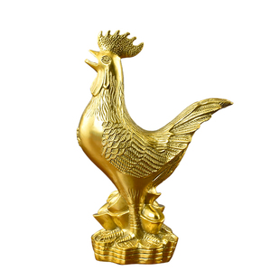 纯铜公鸡摆件铜福鸡金鸡纳福生肖鸡元宝鸡金钱鸡家居办公室装饰品