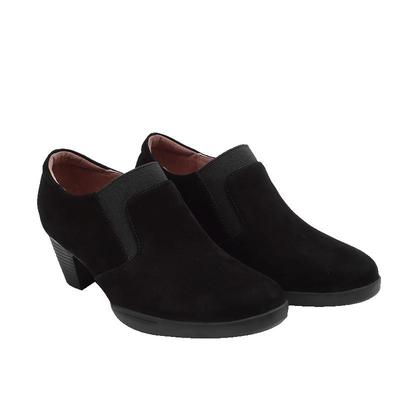 马内尔真皮方头粗跟冬季短靴