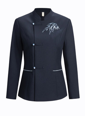 高端新中式餐饮服务员工作服定制