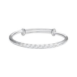 周大生纯银手镯女足银s990花车面推拉实心银镯子礼物送女友