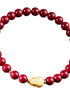 普陀山朱砂手串和田玉葫芦手链