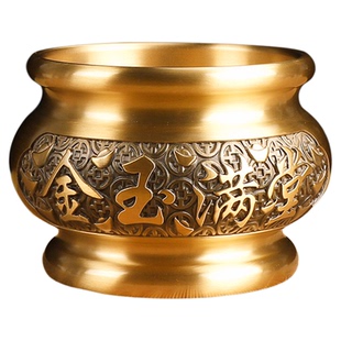 铜香炉家用供奉上香纯室内全黄铜佛前香火供炉观音财神插香烧香炉