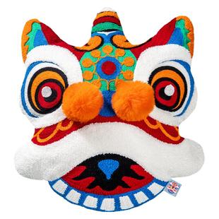 爱诗乐『国潮』抱枕靠山靠垫新中式结婚压床娃娃刺绣创意醒狮靠枕