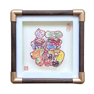 非遗剪纸摆件陕西染色剪纸窗花客厅书房相框摆台旅游纪念送友人