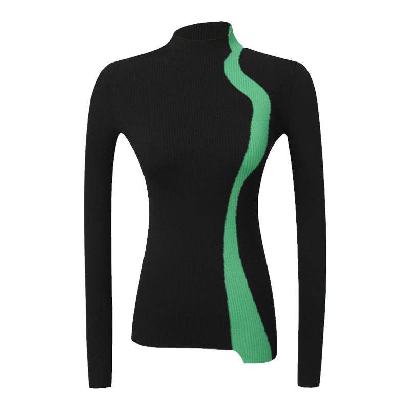 吕燕设计师撞色套头针织衫