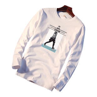 5件】2026新款春季男士长袖t恤纯棉潮流男装打底衫大码上衣服秋衣