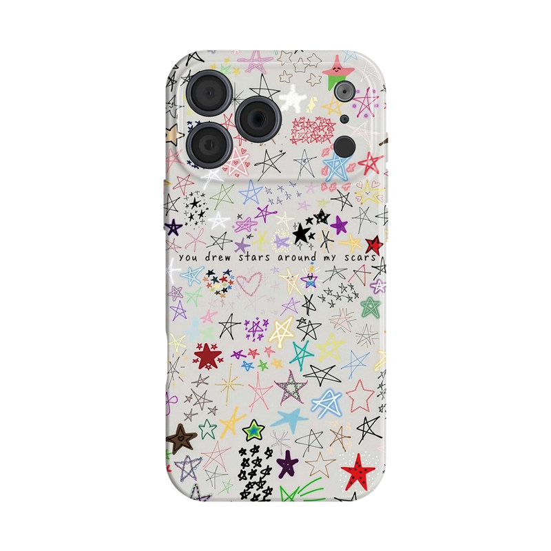 凌乱星星~个性涂鸦ins适用苹果17手机壳iphone16华为nova14手绘p70小米15opporeno13vivox200一加ace5荣耀400