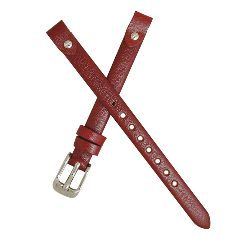 蓝色小牛皮真皮表带女士8mm适用于fossil细款手表带通用款U型金色