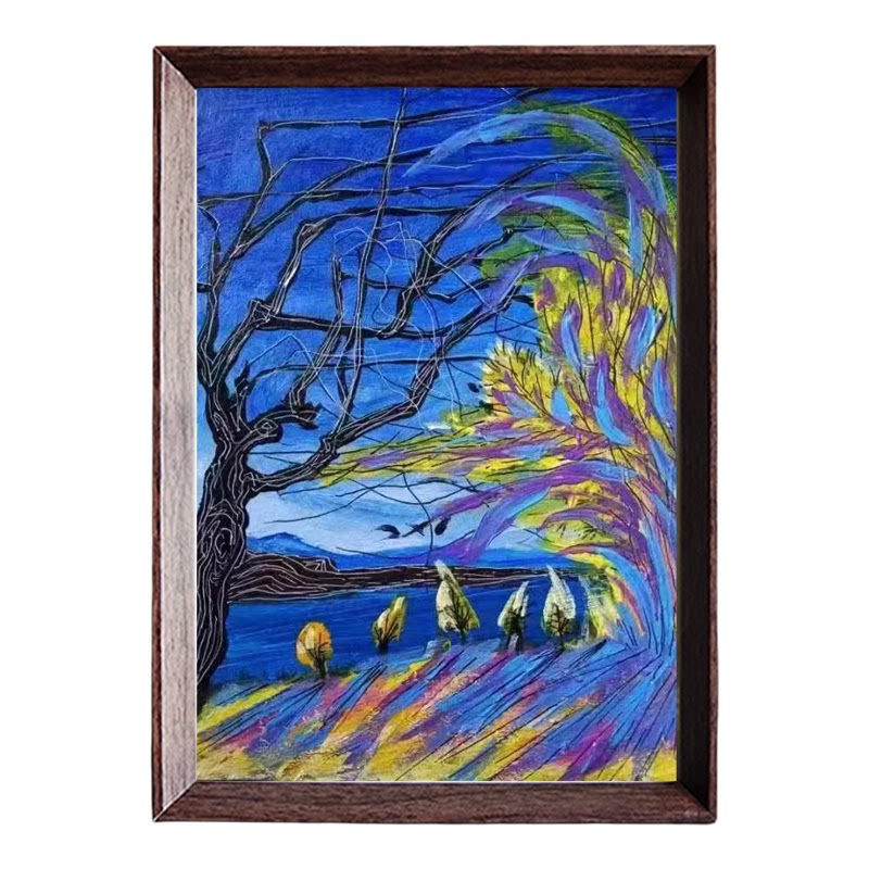 姜维的油画木框装饰画客厅玄关