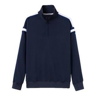 欧品幸福触手可及黄景瑜宋凛同款衣服半开拉链门襟藏青色拼接卫衣