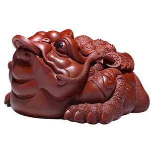 金镶玉宜兴紫砂茶宠金蟾精品可养茶盘摆配件办公室王仁兵老师手工